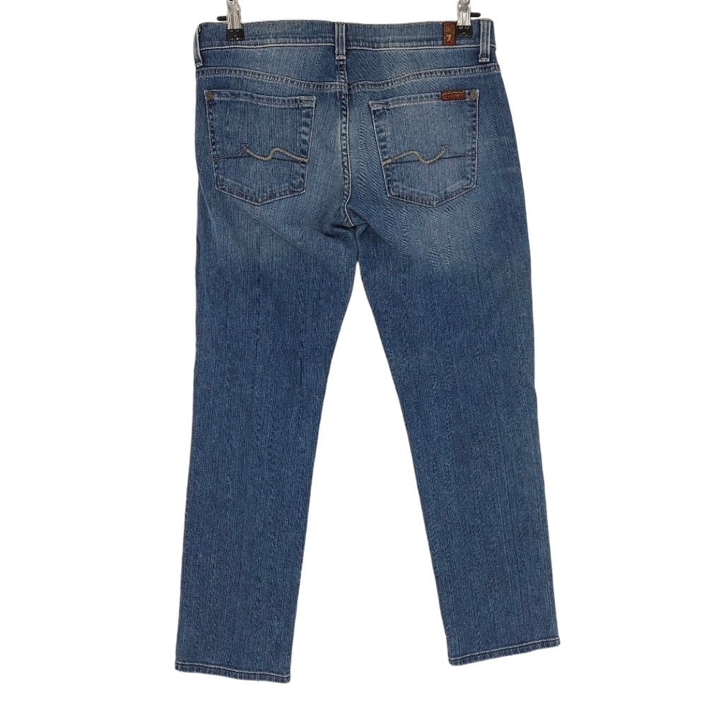 7 For All Mankind Crop Straight Jeans Medium Wash Denim 27 - Picture 2 of 8